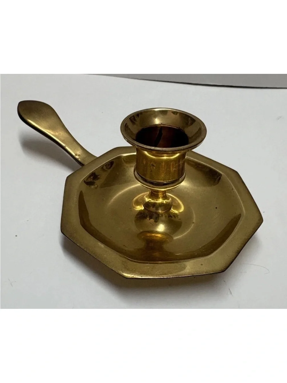 Vintage Brass Candlestick Octagon Base Taper Holder Cottage Decor